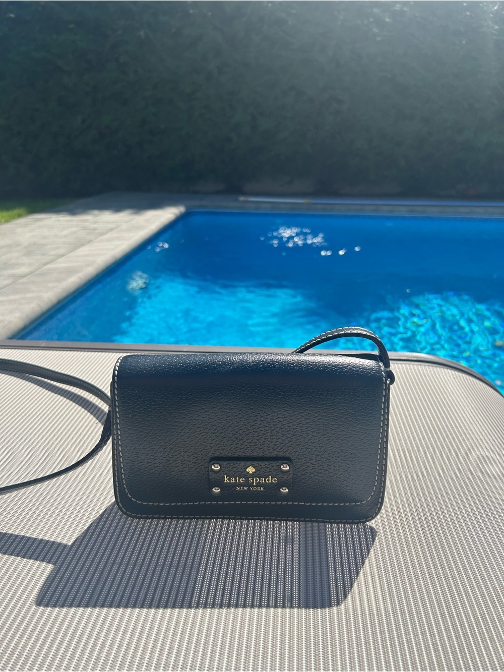 kate spade Black Pebbled Leather Crossbody with Gold Plate